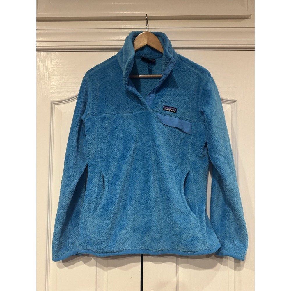 PATAGONIA Polartec ReTool Fleece 1/4 Snap-T Pullover Jacket Blue Womens Large